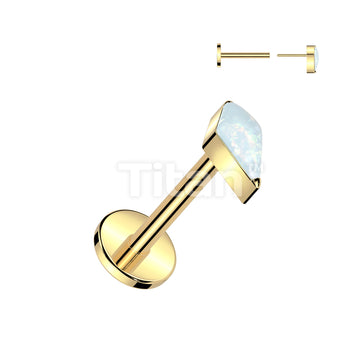 Implant Grade Titanium Threadless Push In Labret With Diamond Shaped CZ or Opal Spear Top - Image 4