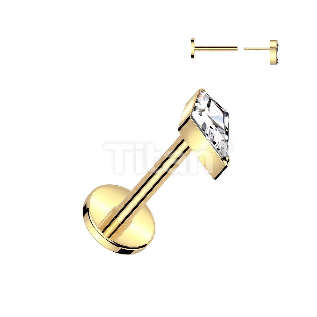 Implant Grade Titanium Threadless Push In Labret With Diamond Shaped CZ or Opal Spear Top - Image 5
