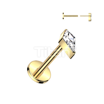 Implant Grade Titanium Threadless Push In Labret With Diamond Shaped CZ or Opal Spear Top - Image 5