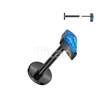 Implant Grade Titanium Threadless Push In Labret With Diamond Shaped CZ or Opal Spear Top - Image 6