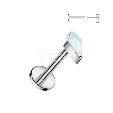 Implant Grade Titanium Threadless Push In Labret With Diamond Shaped CZ or Opal Spear Top - Image 7
