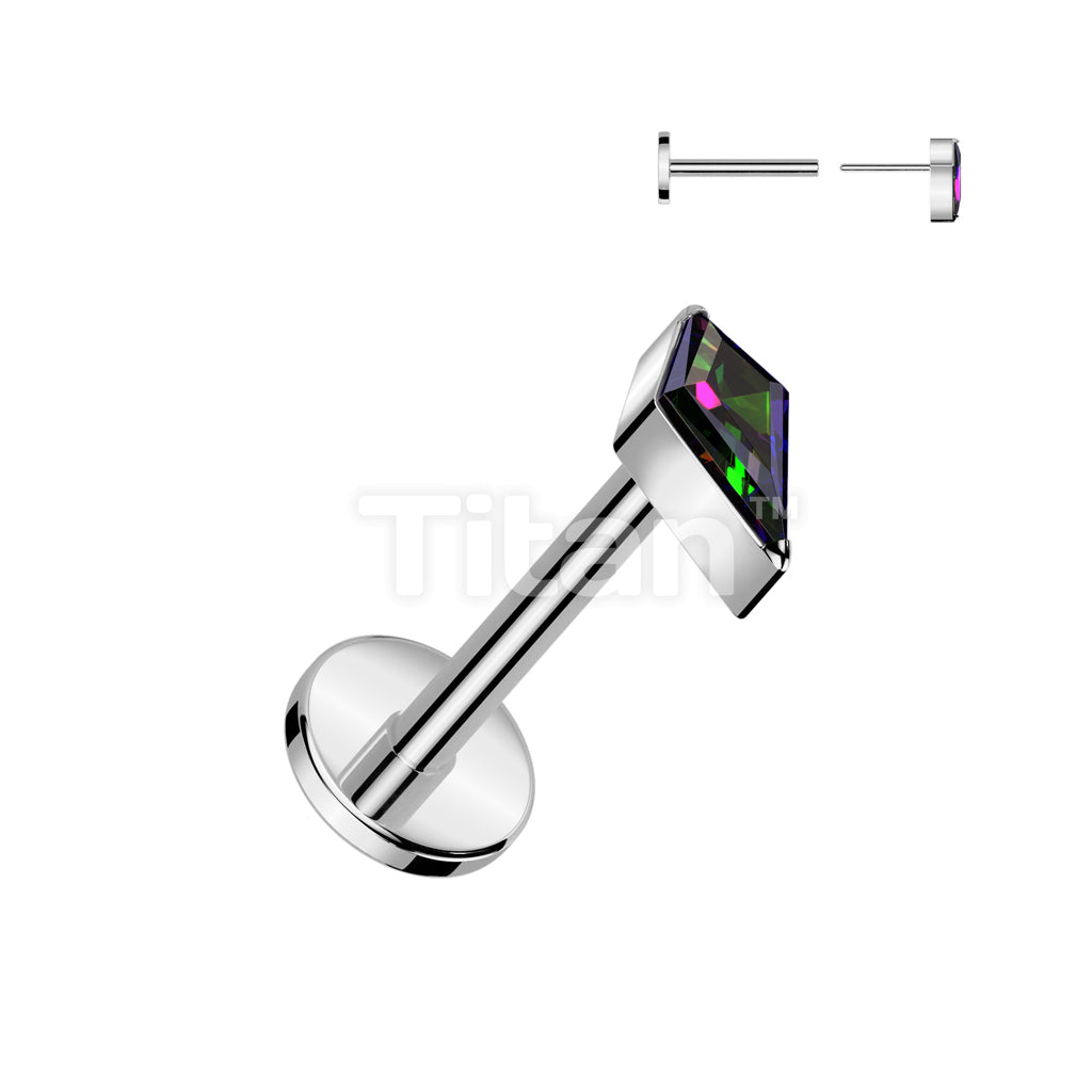 Implant Grade Titanium Threadless Push In Labret With Diamond Shaped CZ or Opal Spear Top - Image 8