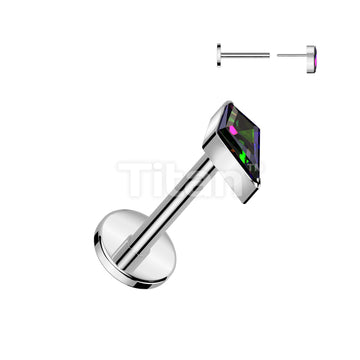 Implant Grade Titanium Threadless Push In Labret With Diamond Shaped CZ or Opal Spear Top - Image 8