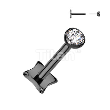 Implant Grade Titanium Threadless Push In Diamond Base Labret With Bezel Set CZ Ball Top - Image 4