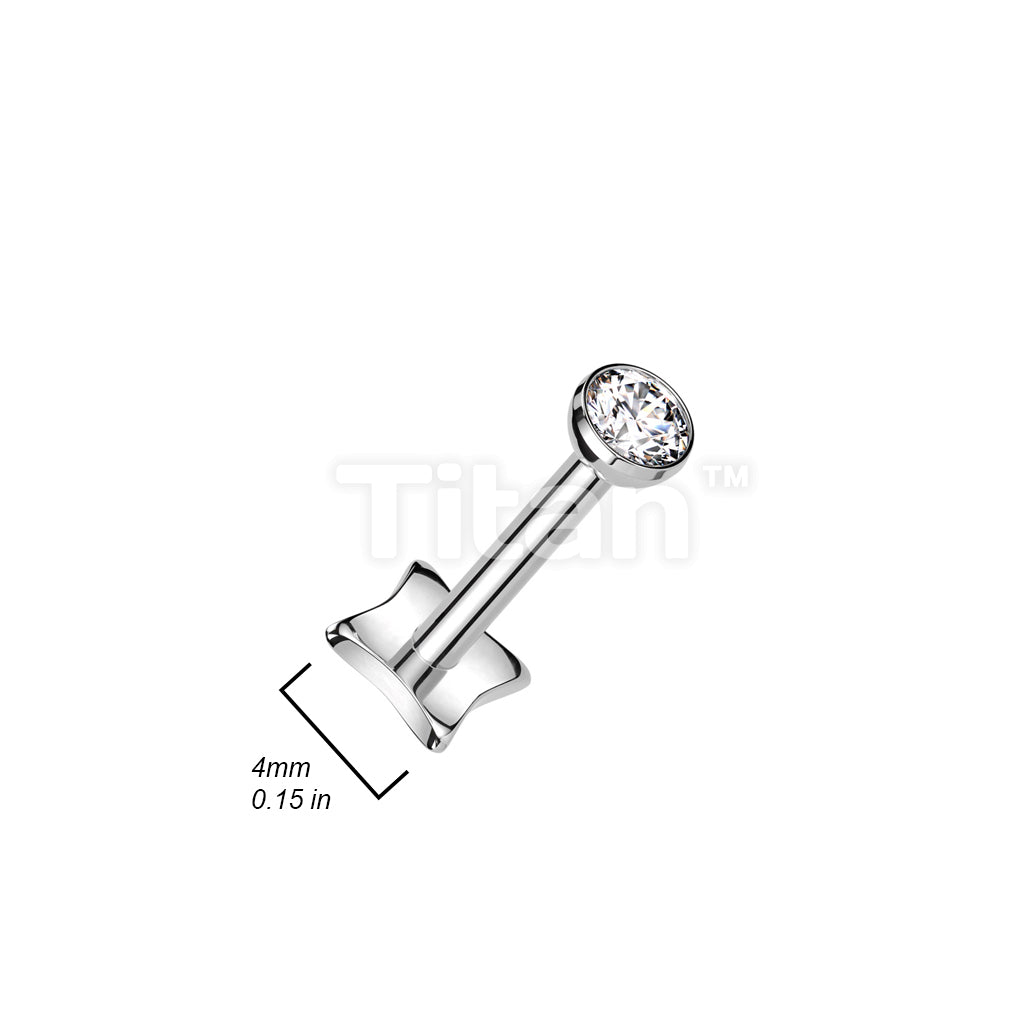 Implant Grade Titanium Threadless Push In Diamond Base Labret With Bezel Set CZ Ball Top - Image 5