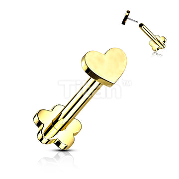 Implant Grade Titanium Threadless Push in Flower Base Labret With Heart Shaped Top - Image 3