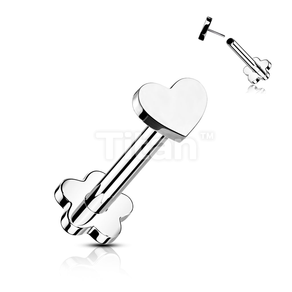 Implant Grade Titanium Threadless Push in Flower Base Labret With Heart Shaped Top - Image 6