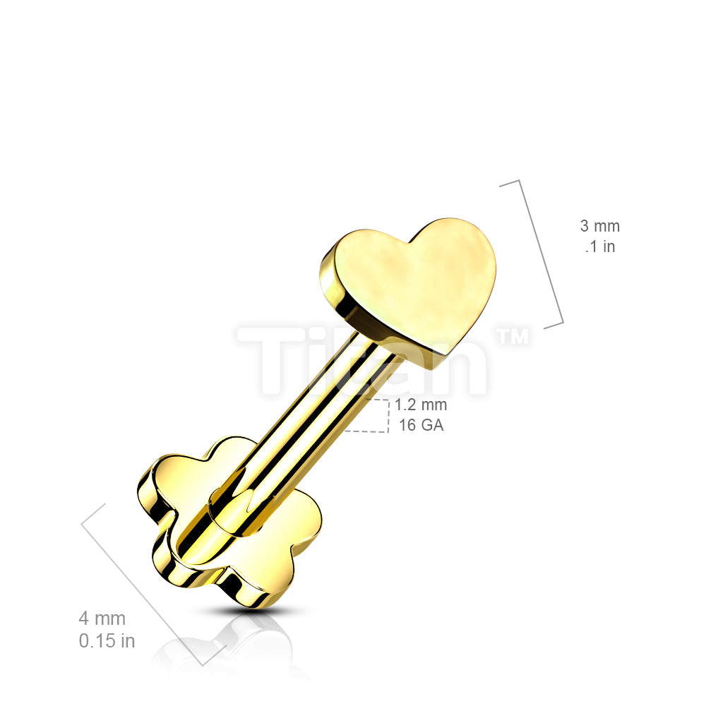 Implant Grade Titanium Threadless Push in Flower Base Labret With Heart Shaped Top - Image 7