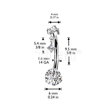 Implant Grade Titanium Threadless Push In Prong Set Bottom With Prong Set Diamond CZ Top And Prong Set Diamond CZ Dangle - Image 4