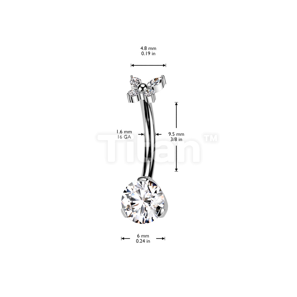 Implant Grade Titanium Threadless Push In Prong Set Bottom With CZ Butterfly Top - Image 4