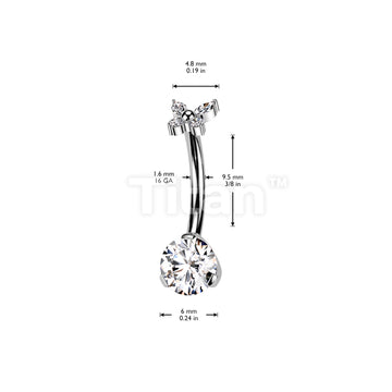 Implant Grade Titanium Threadless Push In Prong Set Bottom With CZ Butterfly Top - Image 4