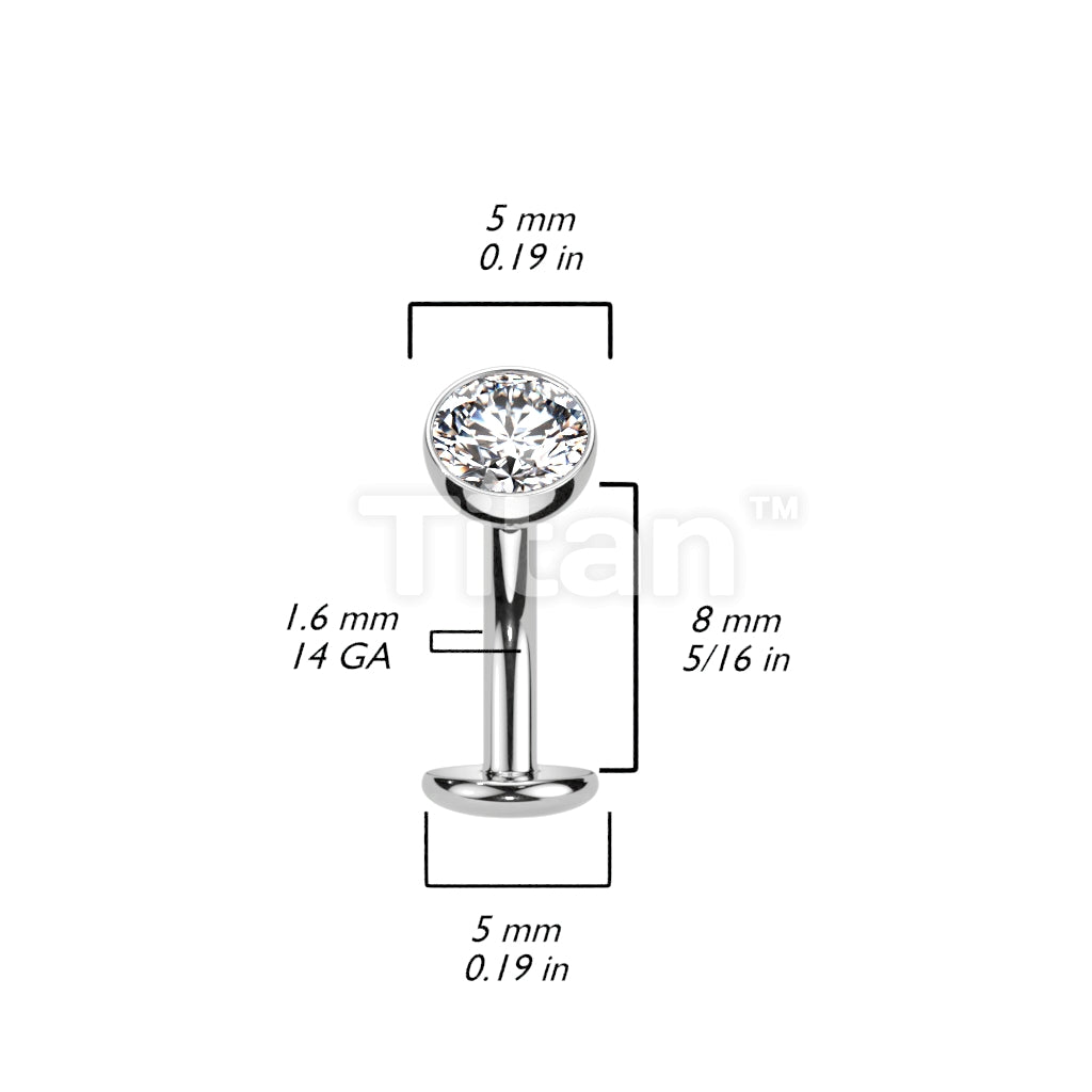 Titanium Threadless Floating Base Belly Button Ring With Bezel Set CZ Ball Top - Image 8