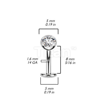 Titanium Threadless Floating Base Belly Button Ring With Bezel Set CZ Ball Top - Image 8