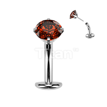 Titanium Threadless Floating Base Belly Button Ring With Prong Set CZ Top - Image 8