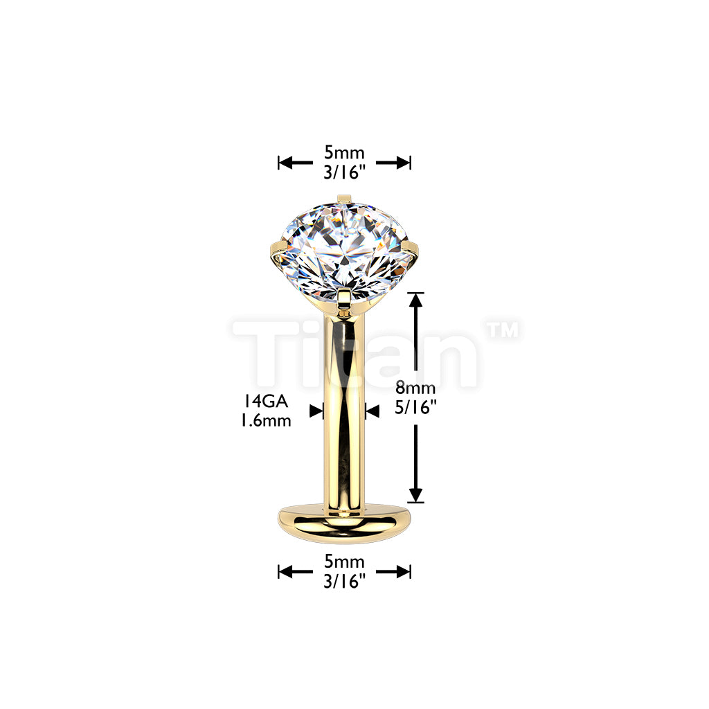 Titanium Threadless Floating Base Belly Button Ring With Prong Set CZ Top - Image 9