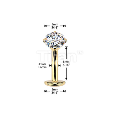 Titanium Threadless Floating Base Belly Button Ring With Prong Set CZ Top - Image 9