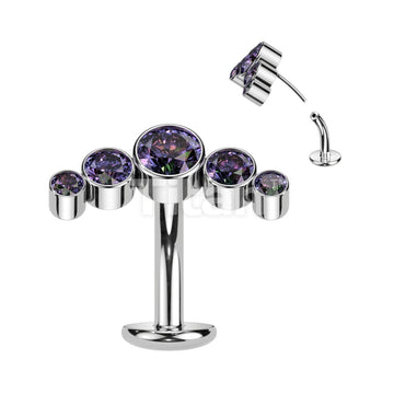 ASTM F136 Titanium Titanium Threadless Floating Belly Button Ring With... - Image 7