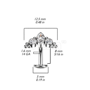 Titanium Threadless Floating Base Belly Button Ring With Marquise CZ or... - Image 6