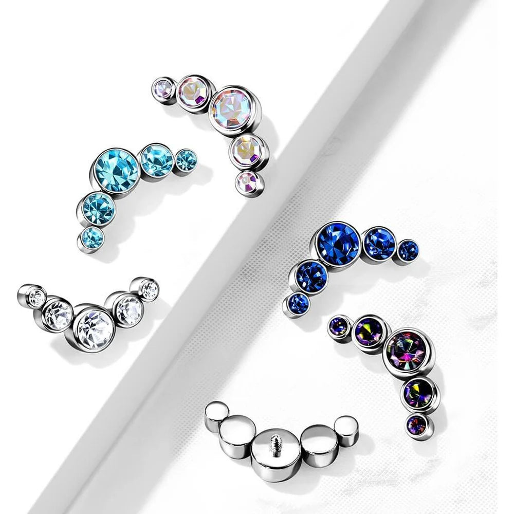 Implant Grade Titanium Internally Threaded 5 Bezel Set Round Swarovski Crystal Top Parts