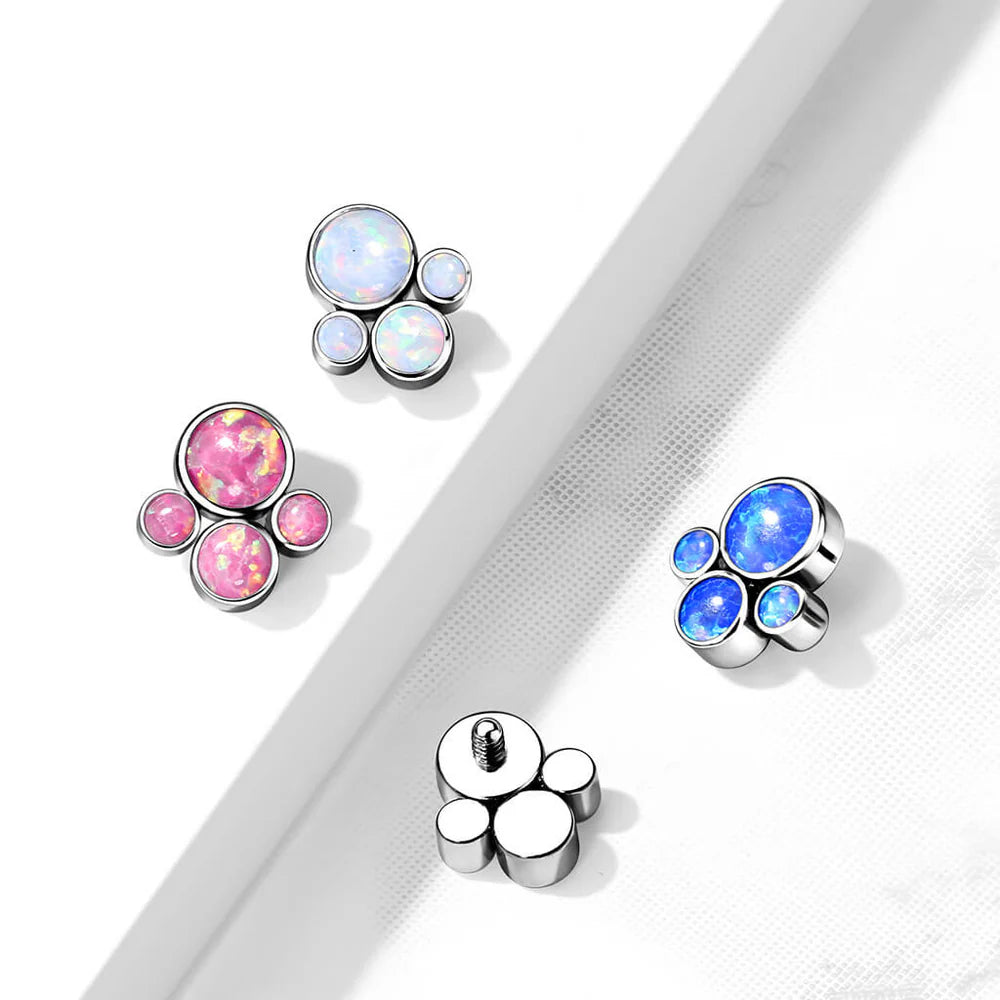 Implant Grade Titanium Internally Threaded Bezel Set Opal Cluster Top Parts