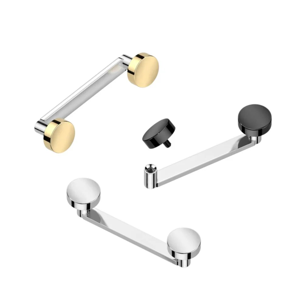 Implant Grade Titanium Internally Threaded Flat Surface Barbell With 2mm Rise and Titanium Flat Round Tops