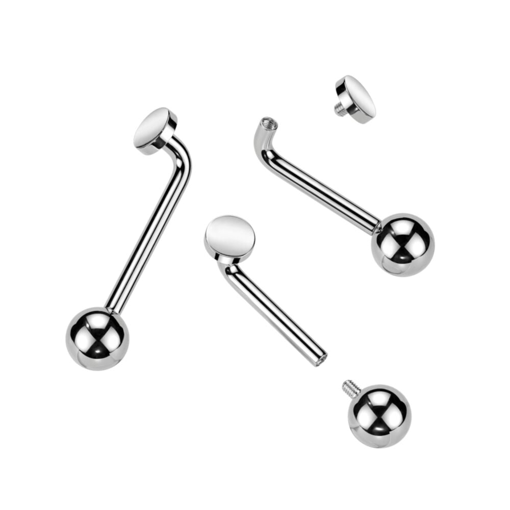 Implant Grade Titanium Internally Threaded L Bent Christina Piercing With Ball Top