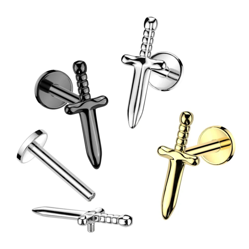 Implant Grade Titanium Internally Threaded Labret With Dagger Top