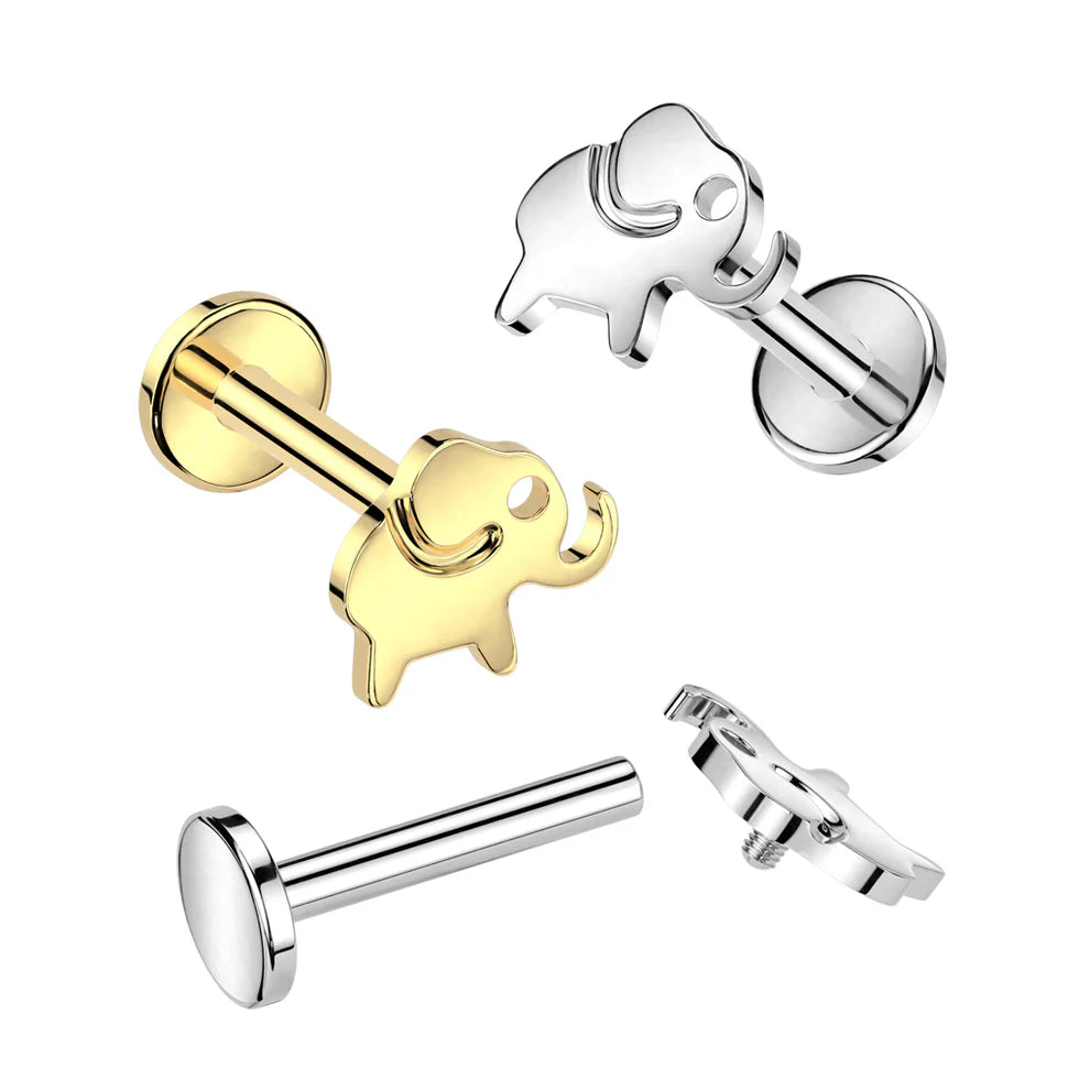 Implant Grade Titanium Internally Threaded Labret With Elephant Top