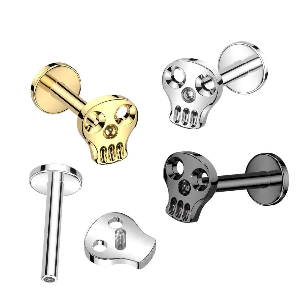 Implant Grade Titanium Internally Threaded Labret With Hollow Skull Top