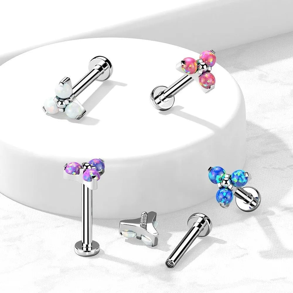 Implant Grade Titanium Internally Threaded Labret With Opal Trinity Top