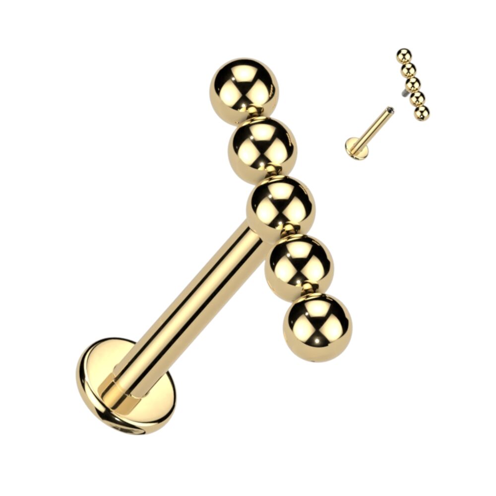 Implant Grade Titanium Internally Threaded Labret With Straight Line Beaded Ball Top