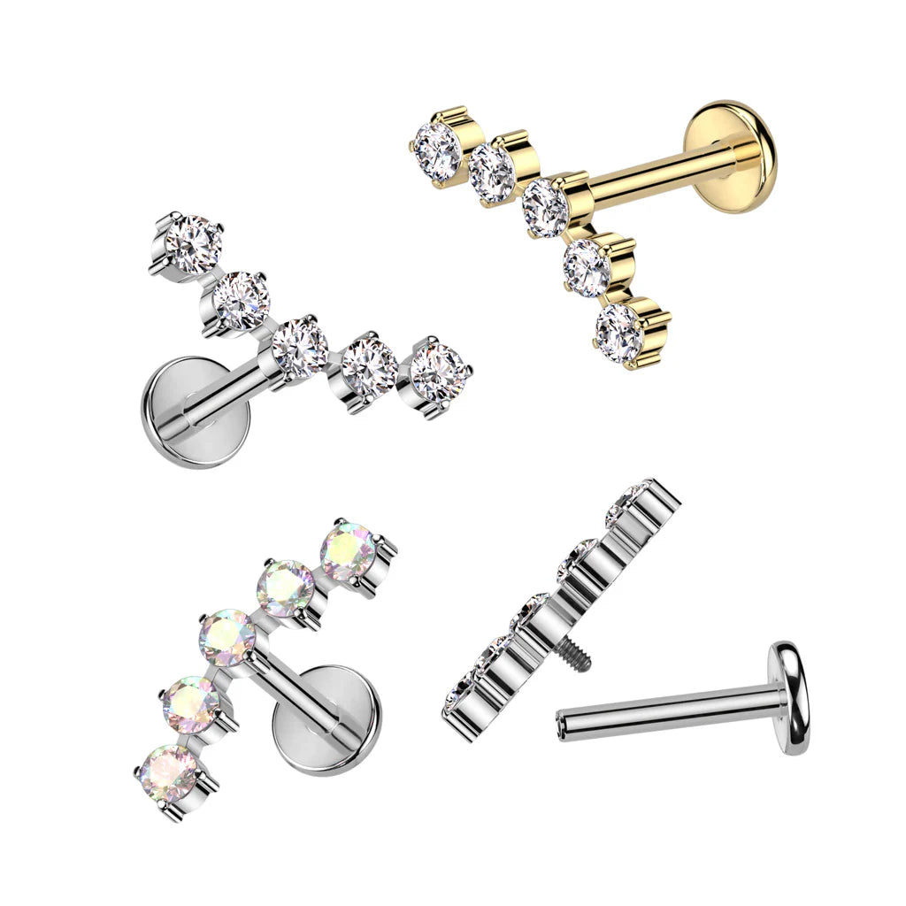 Implant Grade Titanium Internally Threaded With 5 Round CZ Curved Top