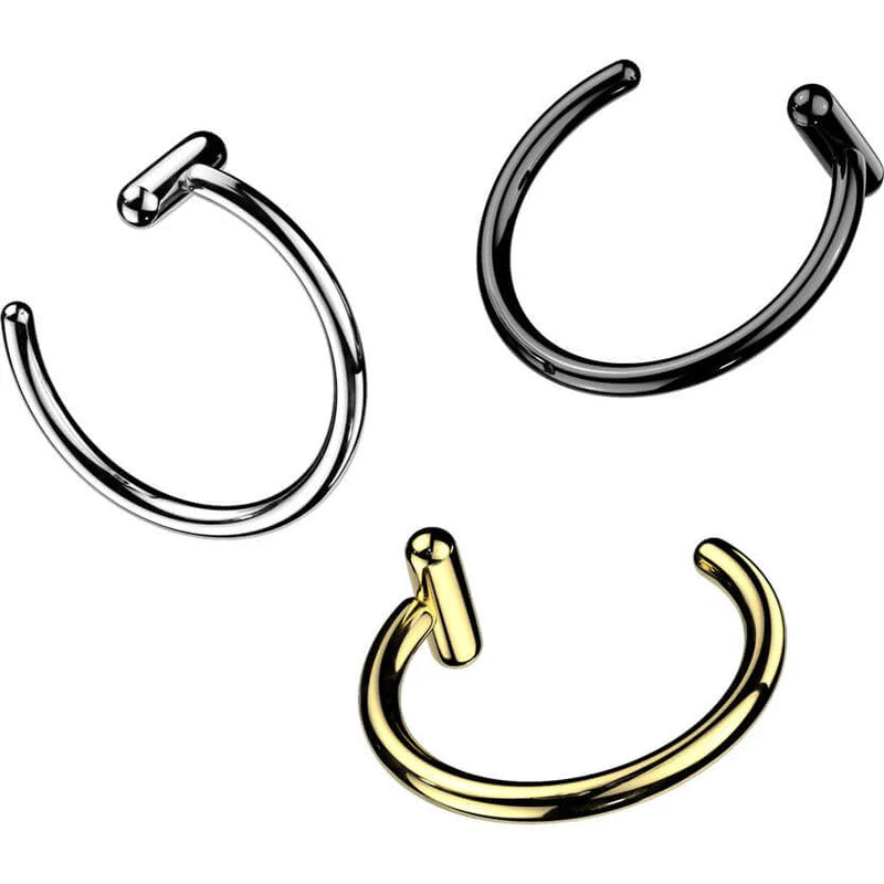 Implant Grade Titanium Nose Hoop Ring With Bar Stopper