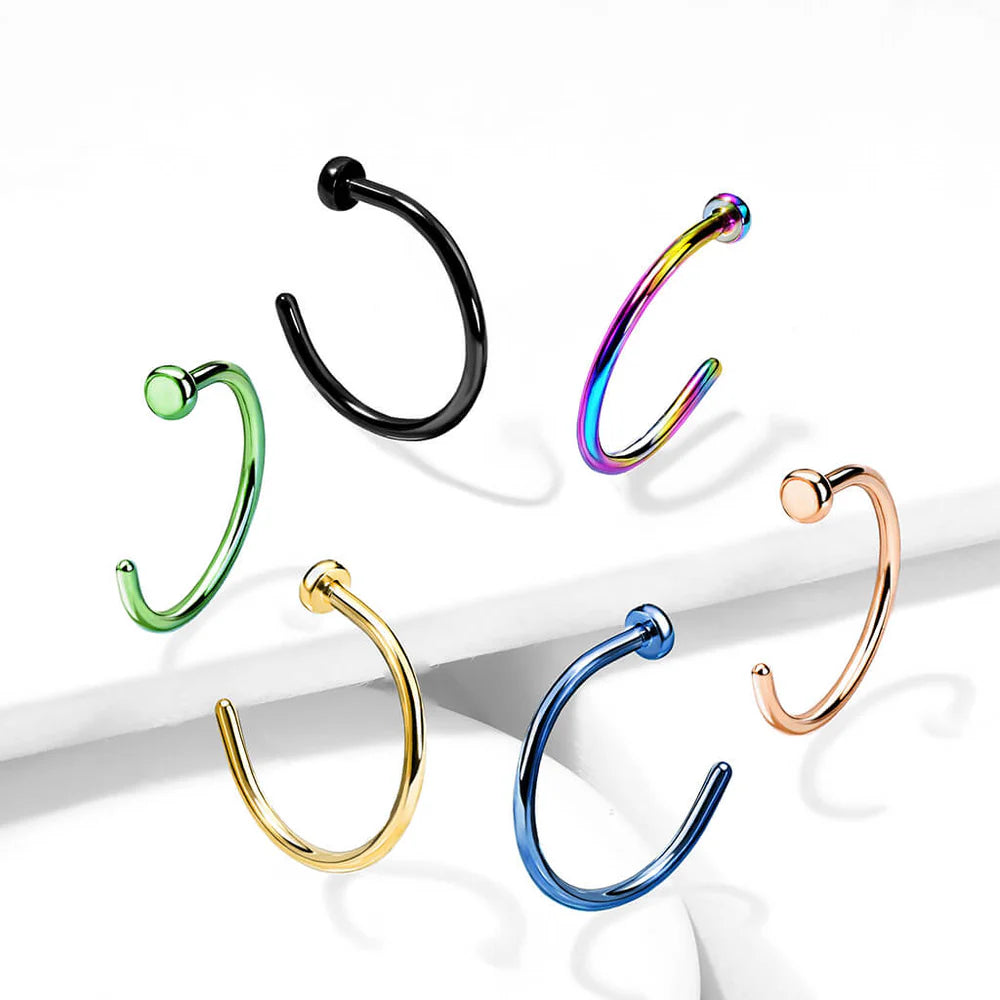 Implant Grade Titanium PVD Plated Flat Top Nose Hoop