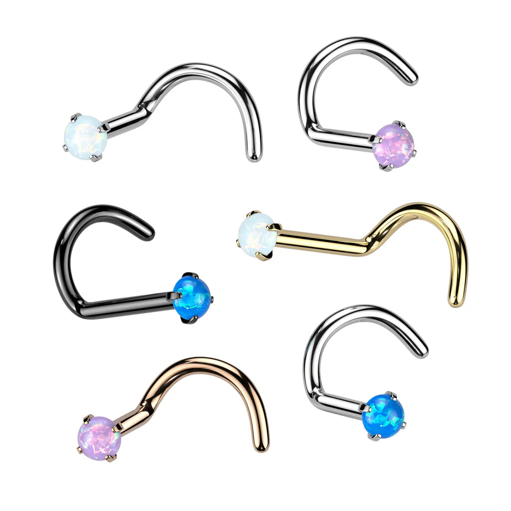 Implant Grade Titanium Prong Set Opal Top Nose Screw