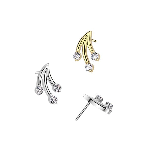 Implant Grade Titanium Threadless Push In 3 CZ Shooting Star Top
