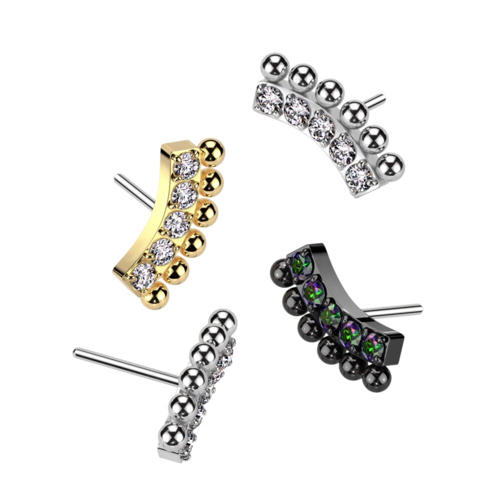 Implant Grade Titanium Threadless Push In 5 CNC Set CZ Curved Top With Balls on Top