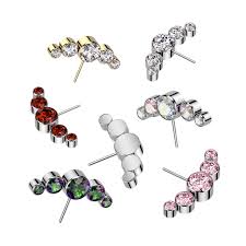 Implant Grade Titanium Threadless Push In 5 Round Bezel Set CZ Curved Forward Facing Top