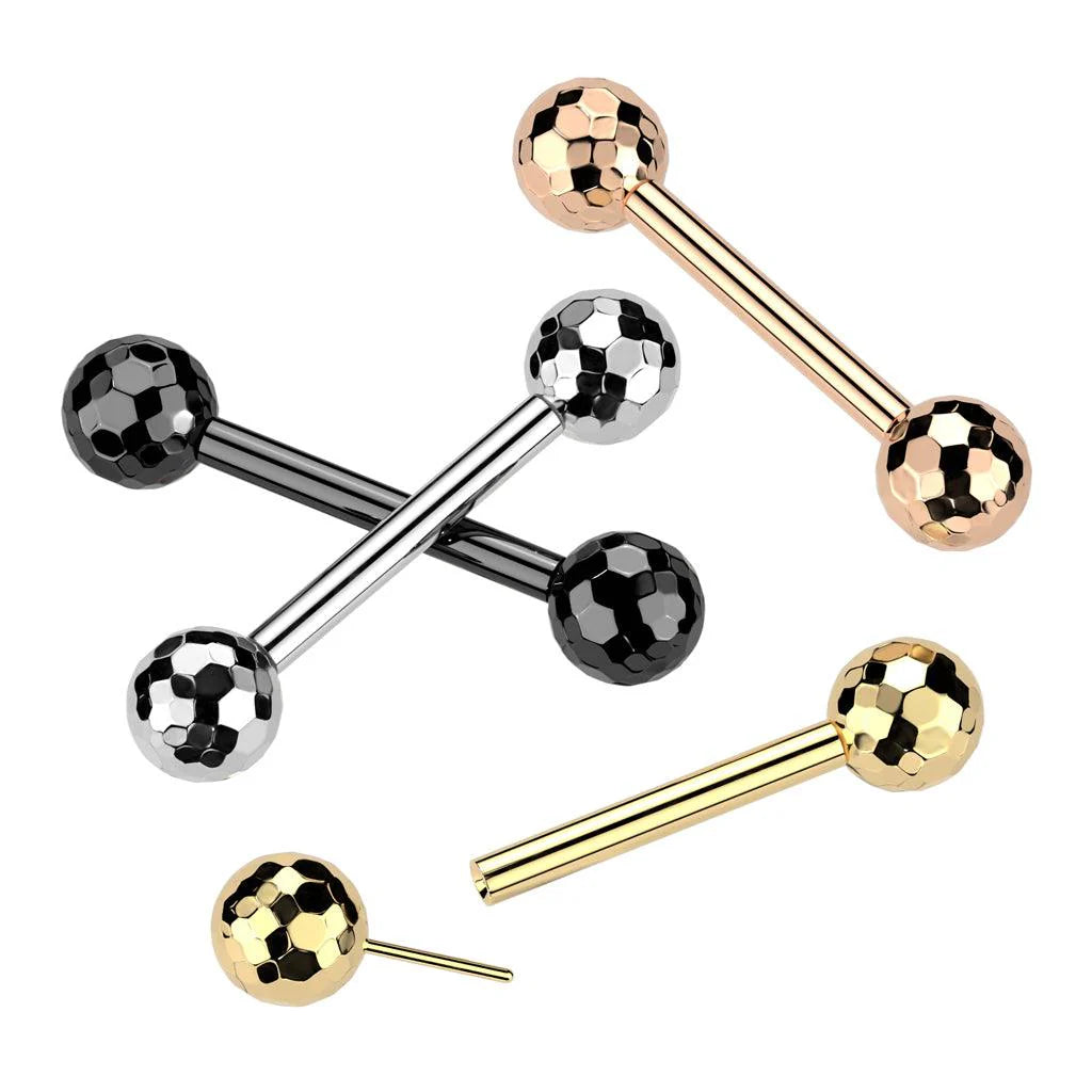Implant Grade Titanium Threadless Push In Barbell With Multi-Faceted Balls