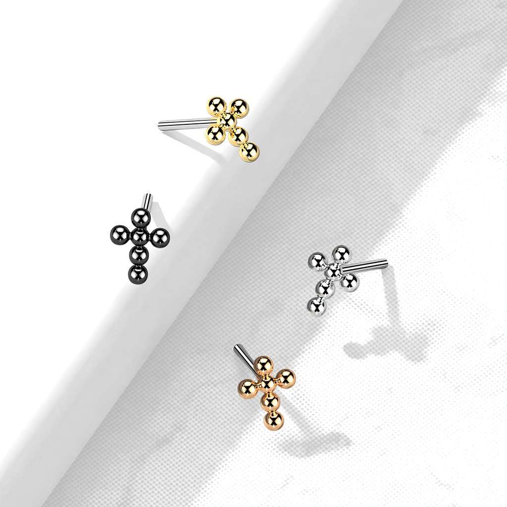Implant Grade Titanium Threadless Push In Beaded Ball Cross Top