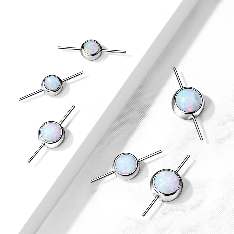 Implant Grade Titanium Threadless Push In Bezel Set Opal Connector