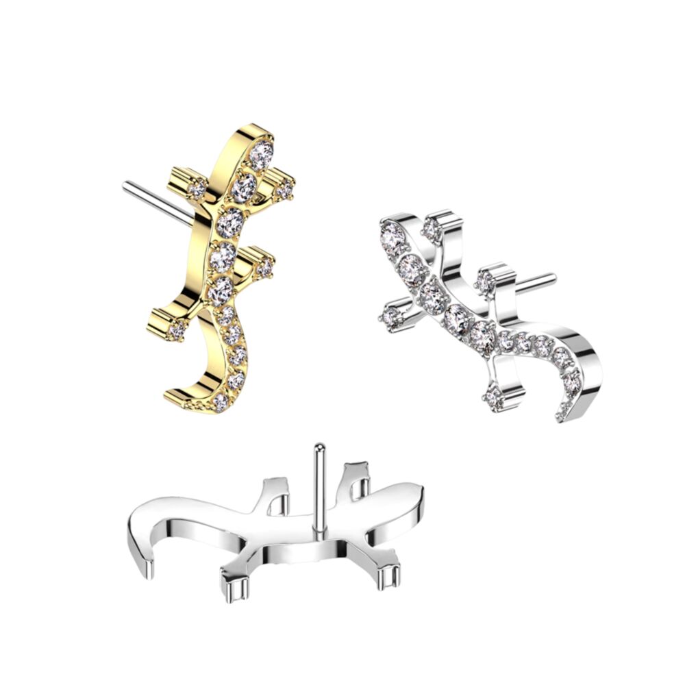 Implant Grade Titanium Threadless Push In CNC Set CZ Lizard Top