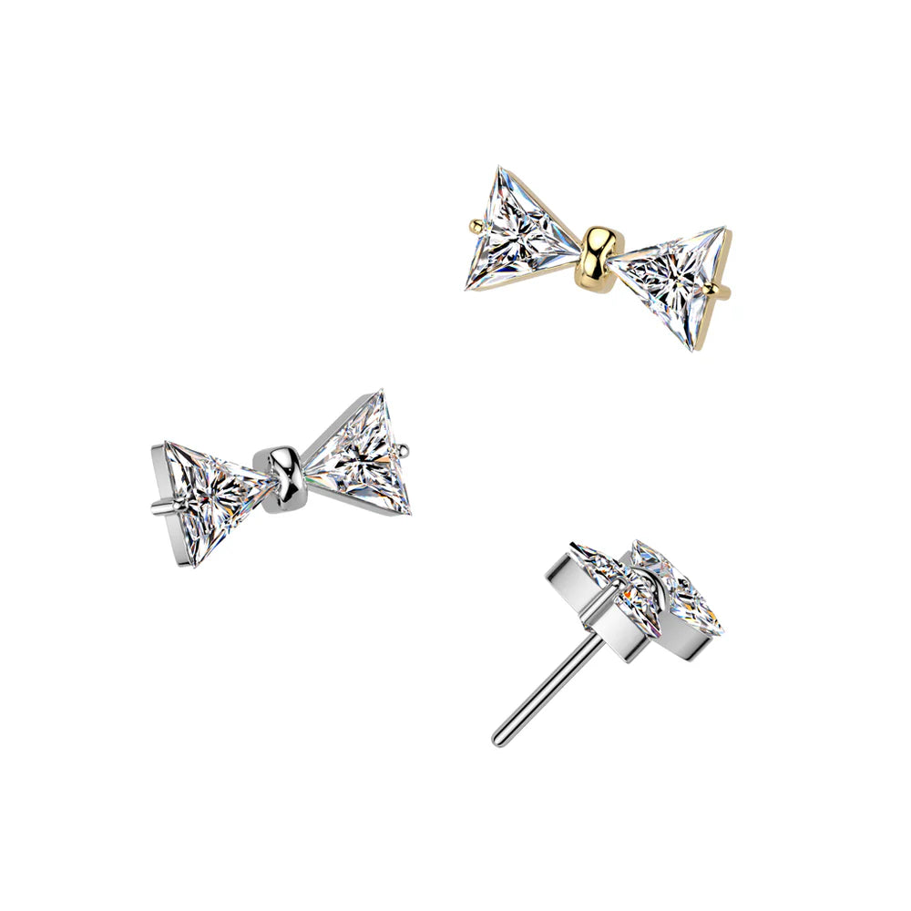 Implant Grade Titanium Threadless Push In CZ Bowtie Top