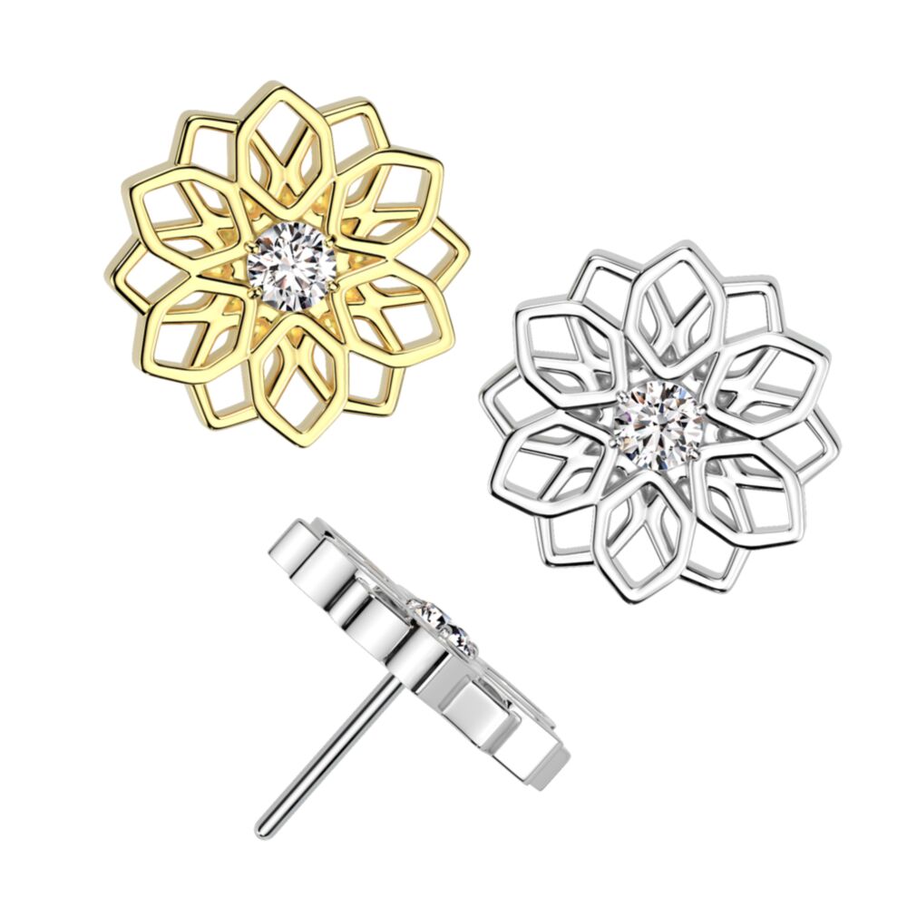 Implant Grade Titanium Threadless Push In CZ Center Lotus Flower Top