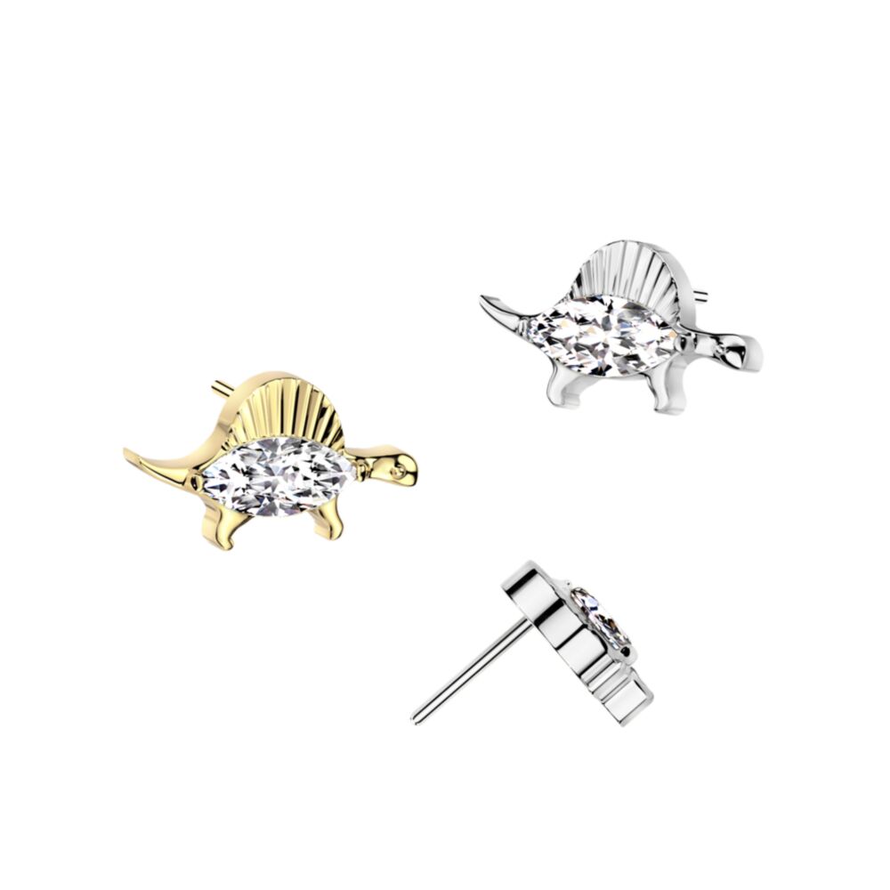 Implant Grade Titanium Threadless Push In CZ Dinosaur Top