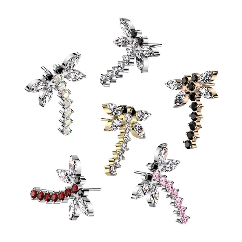 Implant Grade Titanium Threadless Push In CZ Dragonfly Top