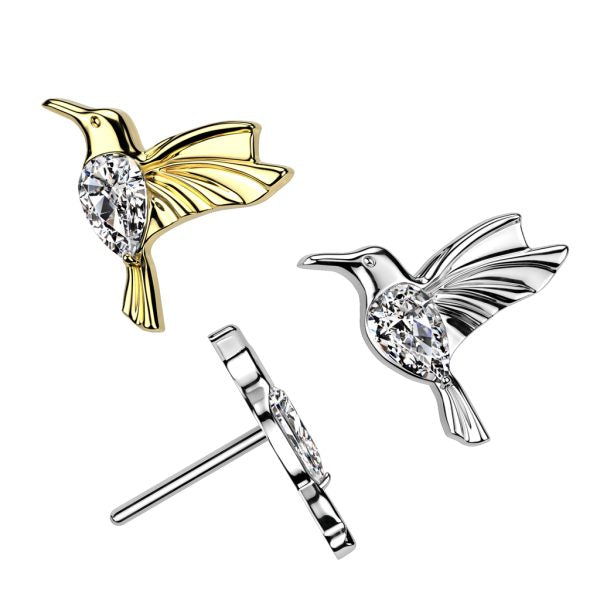 Implant Grade Titanium Threadless Push In CZ Hummingbird Top