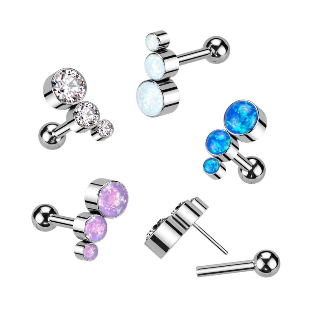 Implant Grade Titanium Threadless Push In Cartilage Barbell With...