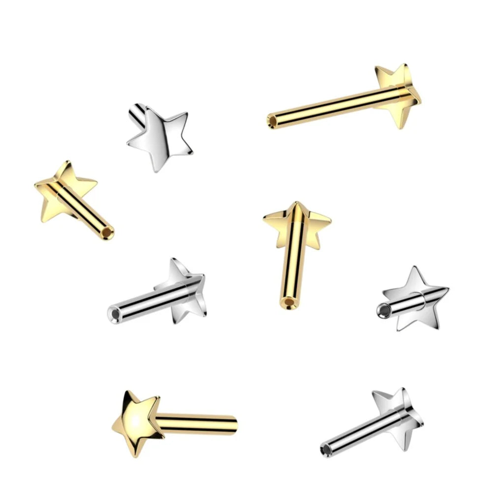 Implant Grade Titanium Threadless Push In Convex Star Base Labret Pin