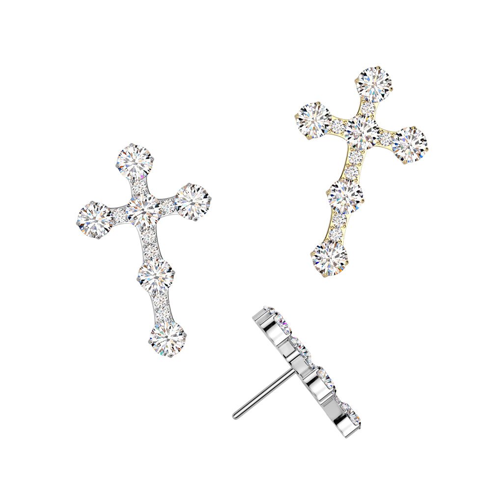 Implant Grade Titanium Threadless Push In Cross Top With CNC Pave CZ